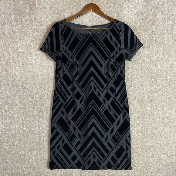 White House Black Market Dress Womens Small Pullover Velvet Stretch Chevron Knit - Picture 2 of 10